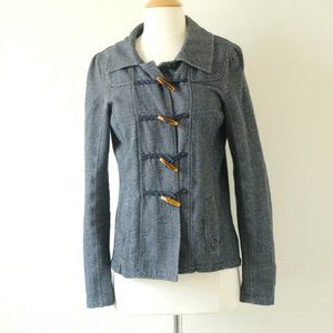 Blue Herringbone Jacket with Toggles